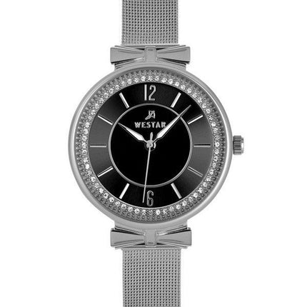 Reloj para mujer Westar Zing Crystal Accents con pulsera de malla de acero inoxidable y esfera negra de cuarzo 00130STN103