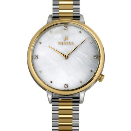 Reloj para mujer Westar Zing Crystal Accents de dos tonos de acero inoxidable con esfera de nácar blanco y cuarzo 00135CBN111