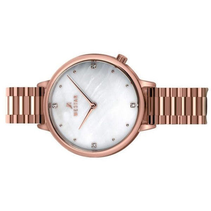 Reloj para mujer Westar Zing Crystal Accents en tono oro rosa, acero inoxidable, esfera de nácar blanco, cuarzo 00135PPN611