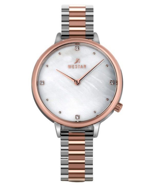 Reloj para mujer Westar Zing Crystal Accents de dos tonos de acero inoxidable con esfera de nácar blanco y cuarzo 00135SPN611