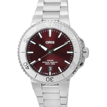 Oris Aquis Date Relief Red Dial Automatic Diver's 01-733-7766-4158-07-8-22-05PEB 300M Reloj para hombre