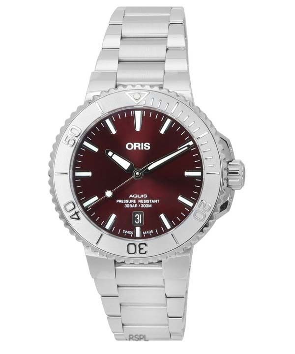 Oris Aquis Date Relief Red Dial Automatic Diver's 01-733-7766-4158-07-8-22-05PEB 300M Reloj para hombre