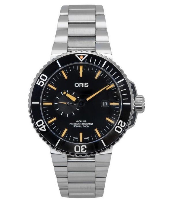 Reloj automático de buceo Oris Aquis Small Second de acero inoxidable con esfera negra 01-743-7733-4159-07-8-24-05PEB 500M para