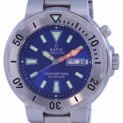 Ratio FreeDiver Blue Dial Acero inoxidable Cuarzo 1050MD93-12V-BLU 1000M Reloj para hombre