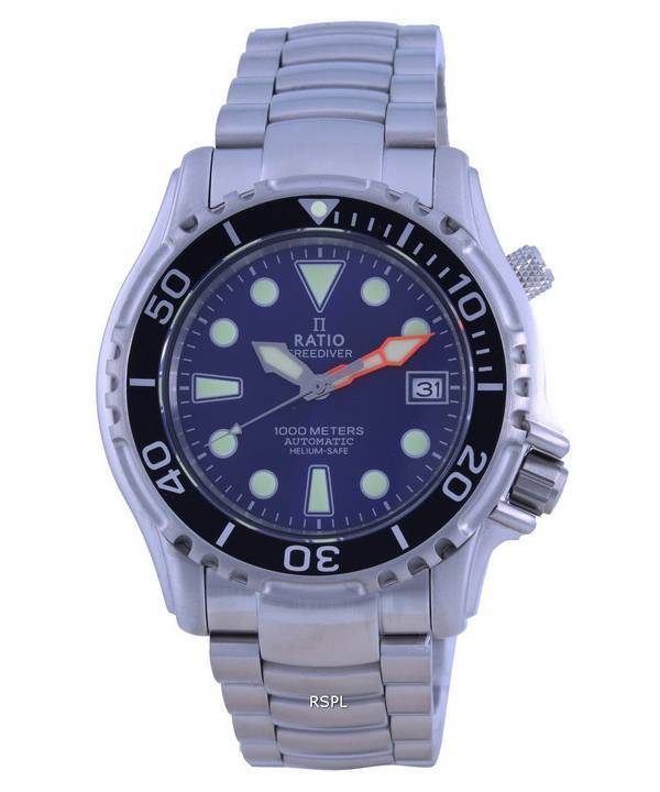 Ratio FreeDiver Helium Safe 1000M Dial azul Acero inoxidable AutomÃ¡tico 1066KE26-33VA-BLU Reloj para hombre