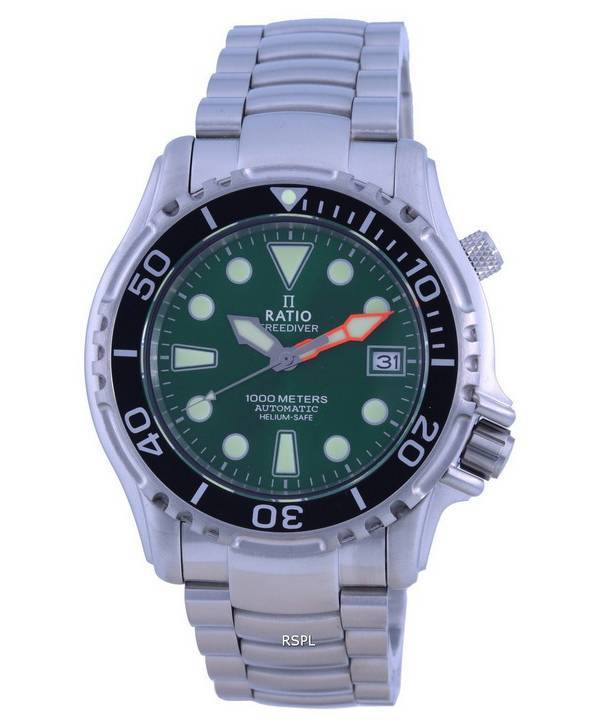 Ratio FreeDiver Helium Safe 1000M Esfera verde Acero inoxidable AutomÃ¡tico 1066KE26-33VA-GRN Reloj para hombre