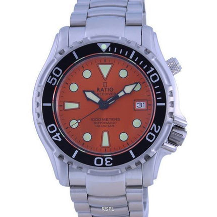 Ratio FreeDiver Helium Safe 1000M Dial naranja Acero inoxidable AutomÃ¡tico 1066KE26-33VA-ORG Reloj para hombre