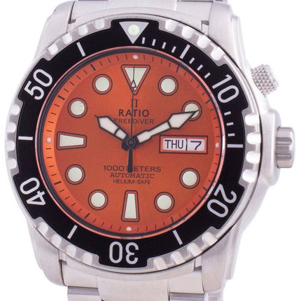 Ratio Free Diver Helium-Safe 1000M Sapphire Automatic 1068HA96-34VA-ORG Reloj para hombre