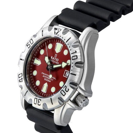 Reloj Ratio FreeDiver Professional 500M zafiro rojo esfera automí¡tica 32BJ202A-RED para hombre