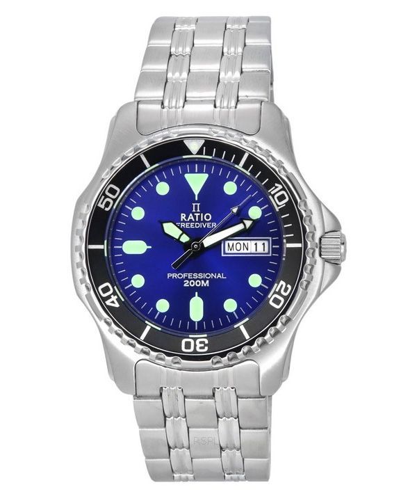 Reloj para hombre Ratio FreeDiver Professional Sapphire Sunray con esfera azul y cuarzo 36JL140-BLU 200M