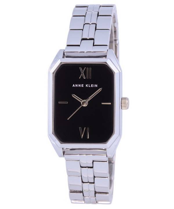 Reloj Anne Klein de acero inoxidable con esfera negra y cuarzo 3775BKSV para mujer