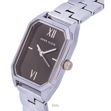 Reloj Anne Klein de acero inoxidable con esfera negra y cuarzo 3775BKSV para mujer