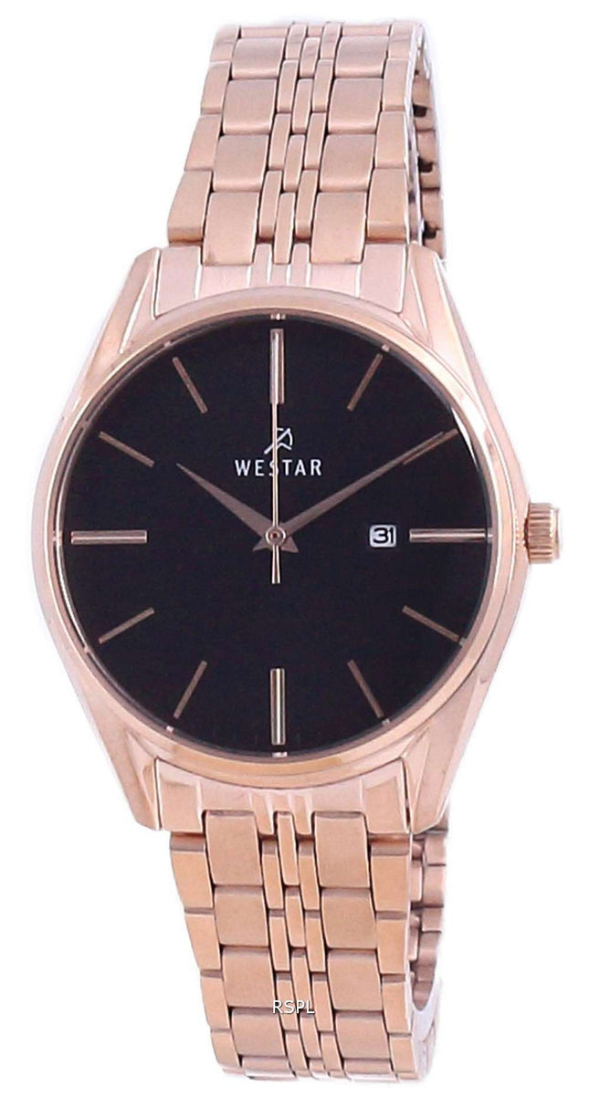 Westar, esfera negra, dos tonos, acero inoxidable, cuarzo 40210 PPN 603, reloj para mujer