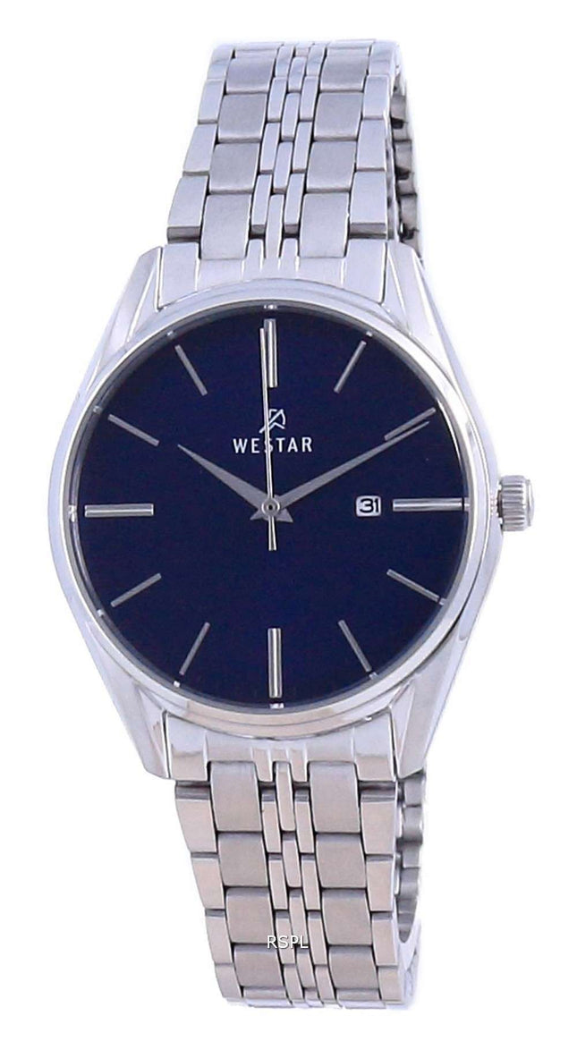 Westar esfera azul acero inoxidable cuarzo 40210 STN 104 reloj para mujer