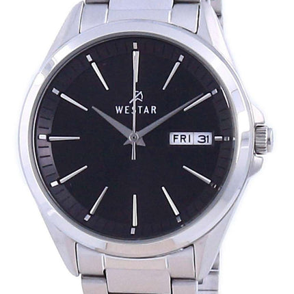 Westar, esfera negra, acero inoxidable, cuarzo 40212 STN 103, reloj para mujer