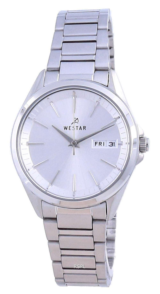 Westar, esfera plateada, acero inoxidable, cuarzo 40212 STN 107, reloj para mujer