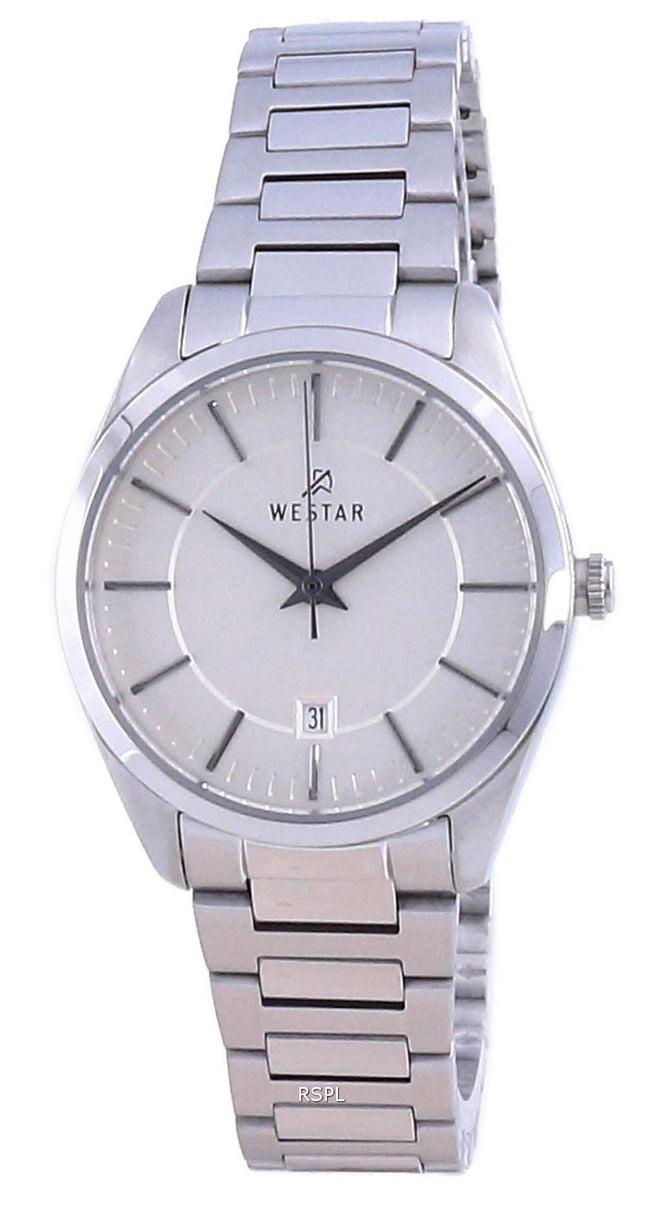 Westar Champagne Dial acero inoxidable cuarzo 40213 STN 102 Reloj para mujer