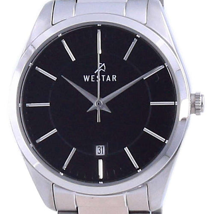 Westar, esfera negra, acero inoxidable, cuarzo 40213 STN 103, reloj para mujer