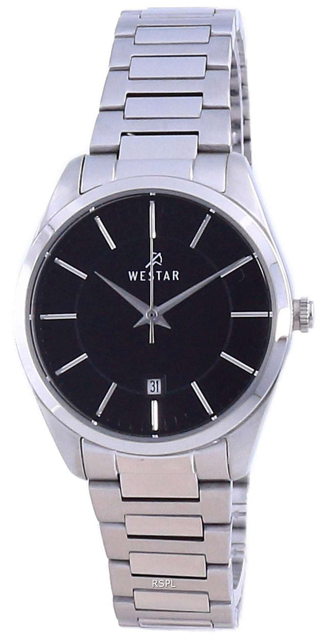 Westar, esfera negra, acero inoxidable, cuarzo 40213 STN 103, reloj para mujer