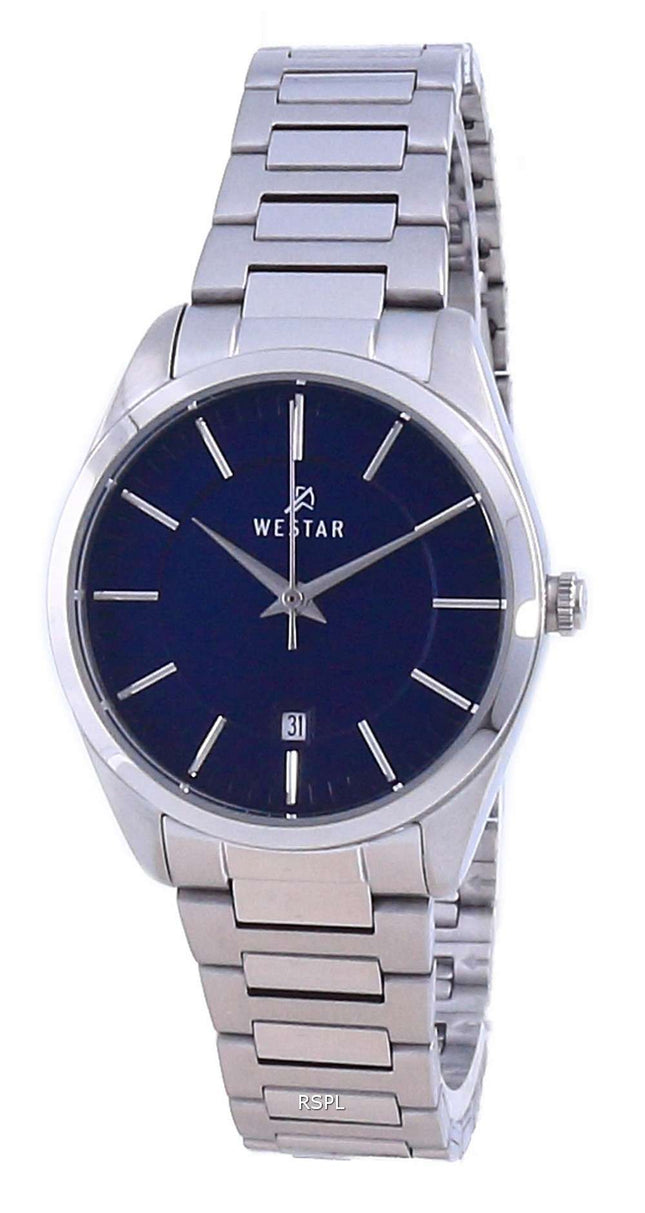 Westar esfera azul acero inoxidable cuarzo 40213 STN 104 reloj para mujer