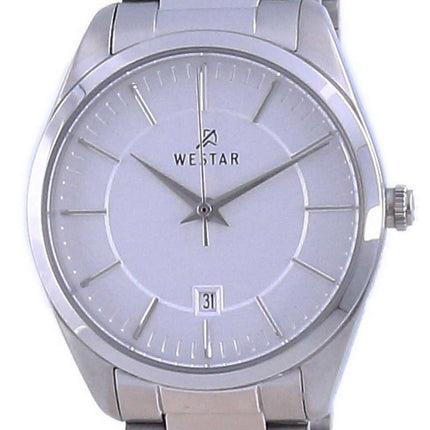 Westar esfera plateada acero inoxidable cuarzo 40213 STN 107 reloj para mujer