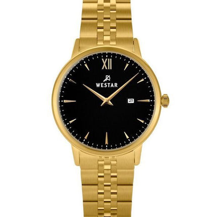 Reloj Westar Profile de acero inoxidable en tono dorado con esfera negra y cuarzo 40215GPN103 para mujer