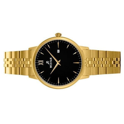 Reloj Westar Profile de acero inoxidable en tono dorado con esfera negra y cuarzo 40215GPN103 para mujer