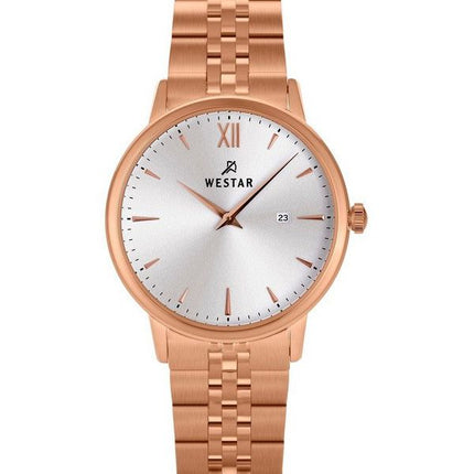 Reloj para mujer Westar Profile en tono dorado rosa, acero inoxidable, esfera plateada y cuarzo 40215PPN607