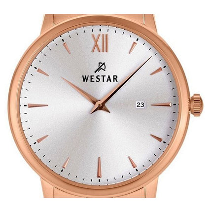 Reloj para mujer Westar Profile en tono dorado rosa, acero inoxidable, esfera plateada y cuarzo 40215PPN607