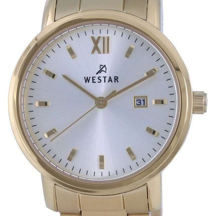 Westar Silver Dial Gold Tone Acero inoxidable Cuarzo 40245 GPN 102 Reloj para mujer