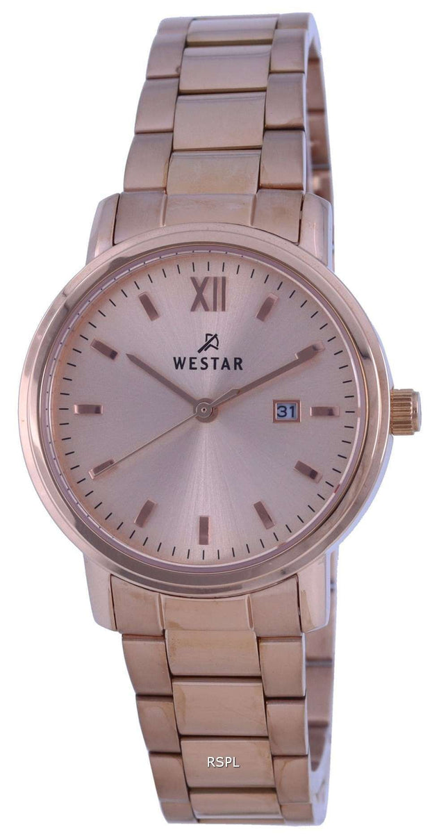 Westar Rose Gold Tone Acero inoxidable Cuarzo 40245 PPN 609 Reloj para mujer