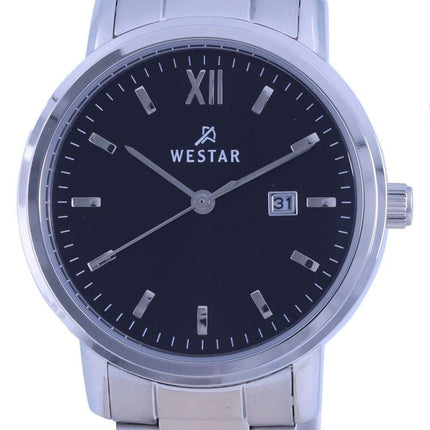 Westar, esfera negra, acero inoxidable, cuarzo 40245 STN 103, reloj para mujer