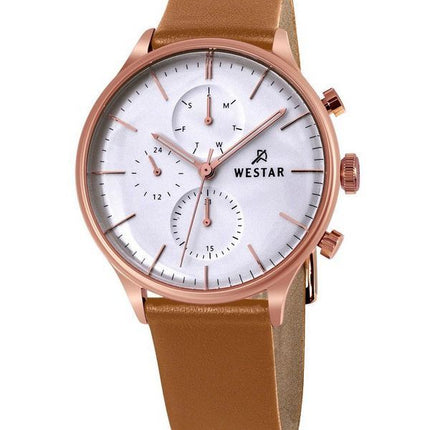 Reloj Westar Profile con correa de cuero y esfera plateada de cuarzo 50192PPN627 para hombre