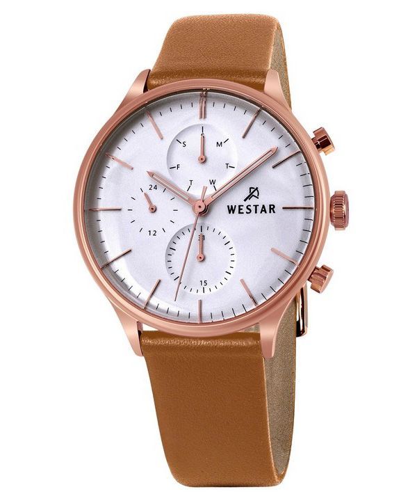 Reloj Westar Profile con correa de cuero y esfera plateada de cuarzo 50192PPN627 para hombre