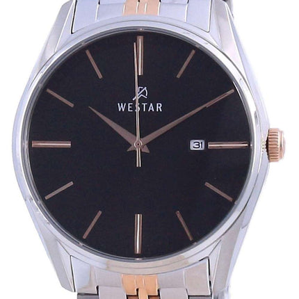 Westar, esfera negra, dos tonos, acero inoxidable, cuarzo 50210 SPN 603, reloj para hombre