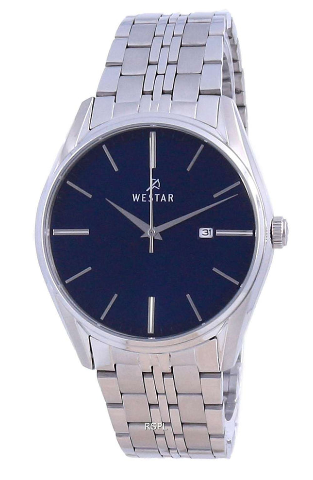 Westar esfera azul acero inoxidable cuarzo 50210 STN 104 reloj para hombre