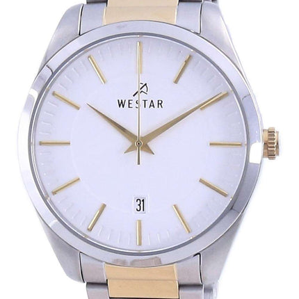 Westar, esfera blanca, dos tonos, acero inoxidable, cuarzo 50213 CBN 101, reloj para hombre