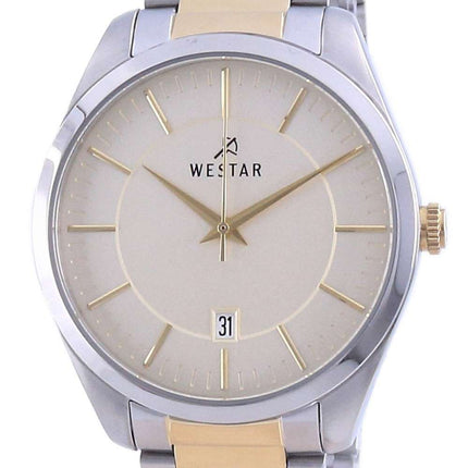 Westar Champagne Dial Two Tone Acero inoxidable Cuarzo 50213 CBN 102 Reloj para hombre