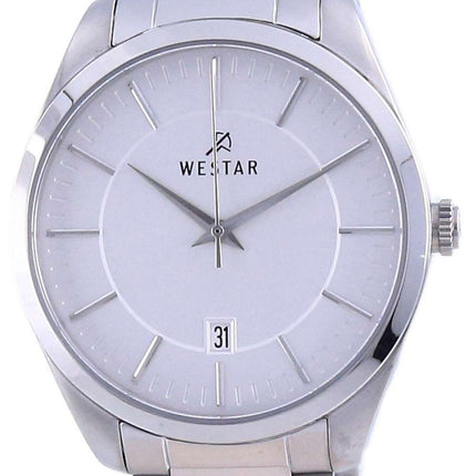 Westar esfera plateada acero inoxidable cuarzo 50213 STN 107 reloj para hombre