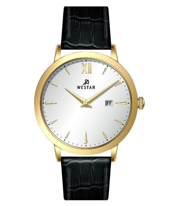 Reloj Westar Profile con correa de cuero y esfera plateada de cuarzo 50214GPN107 para hombre