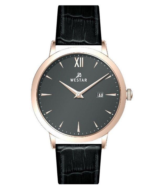 Reloj Westar Profile con correa de cuero y esfera gris de cuarzo 50214PPN606 para hombre