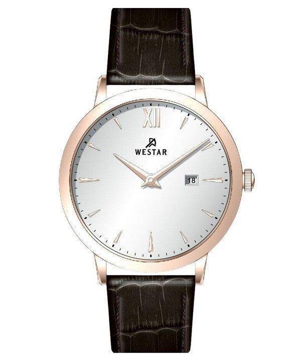 Reloj Westar Profile con correa de cuero y esfera plateada de cuarzo 50214PPN627 para hombre