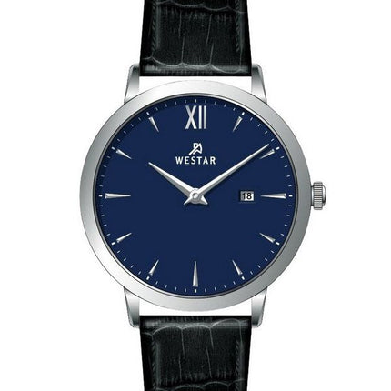 Reloj Westar Profile con correa de cuero y esfera azul de cuarzo 50214STN104 para hombre