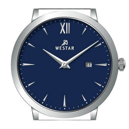 Reloj Westar Profile con correa de cuero y esfera azul de cuarzo 50214STN104 para hombre