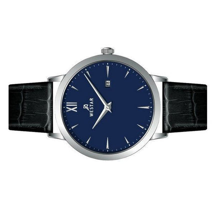 Reloj Westar Profile con correa de cuero y esfera azul de cuarzo 50214STN104 para hombre