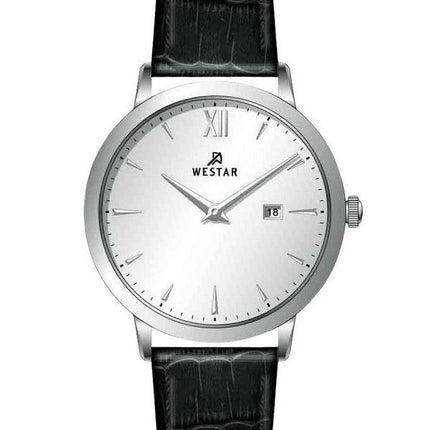 Reloj Westar Profile con correa de cuero y esfera plateada de cuarzo 50214STN107 para hombre