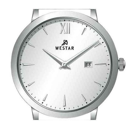 Reloj Westar Profile con correa de cuero y esfera plateada de cuarzo 50214STN107 para hombre