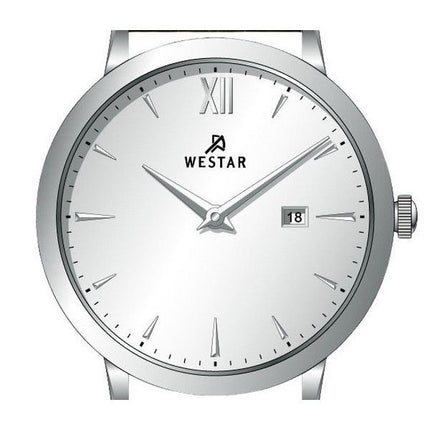 Reloj Westar Profile con correa de cuero y esfera plateada de cuarzo 50214STN127 para hombre