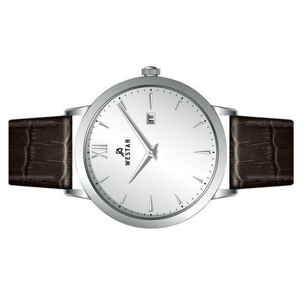 Reloj Westar Profile con correa de cuero y esfera plateada de cuarzo 50214STN127 para hombre