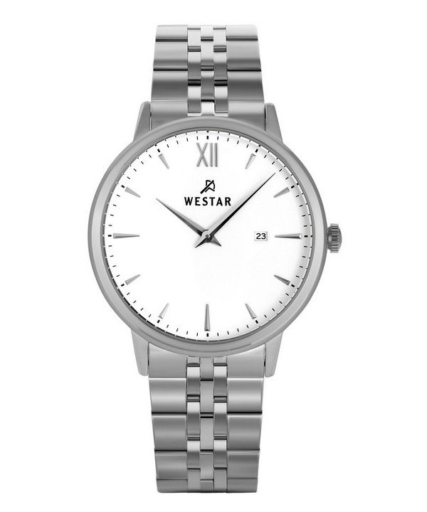 Reloj Westar Profile de acero inoxidable con esfera blanca y cuarzo 50215STN101 para hombre